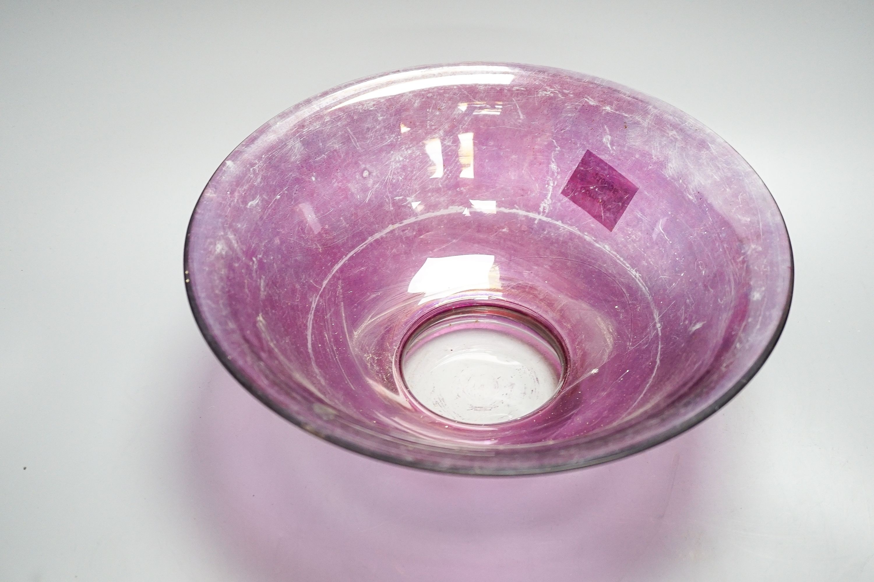 An amethyst flashed glass basin and jug.